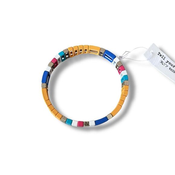 Multicolor Tila Bead Stretch Bracelet - Picture 4 of 4